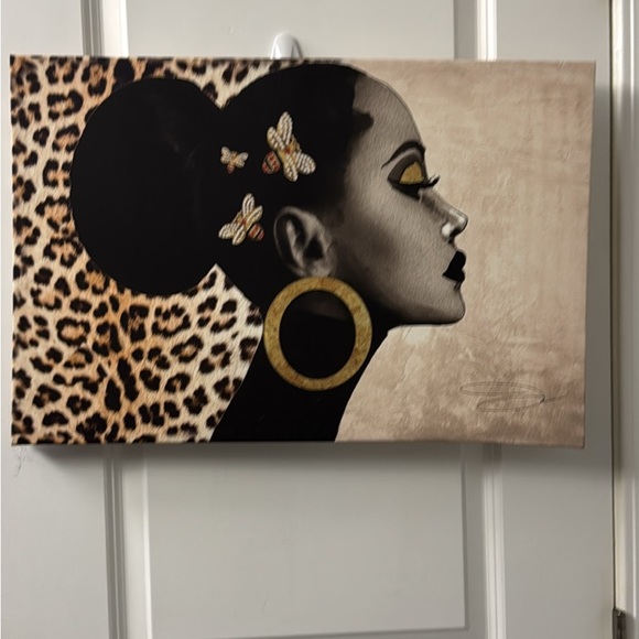 Leopard Print Art with Gold Accents - Picture 2 of 2
